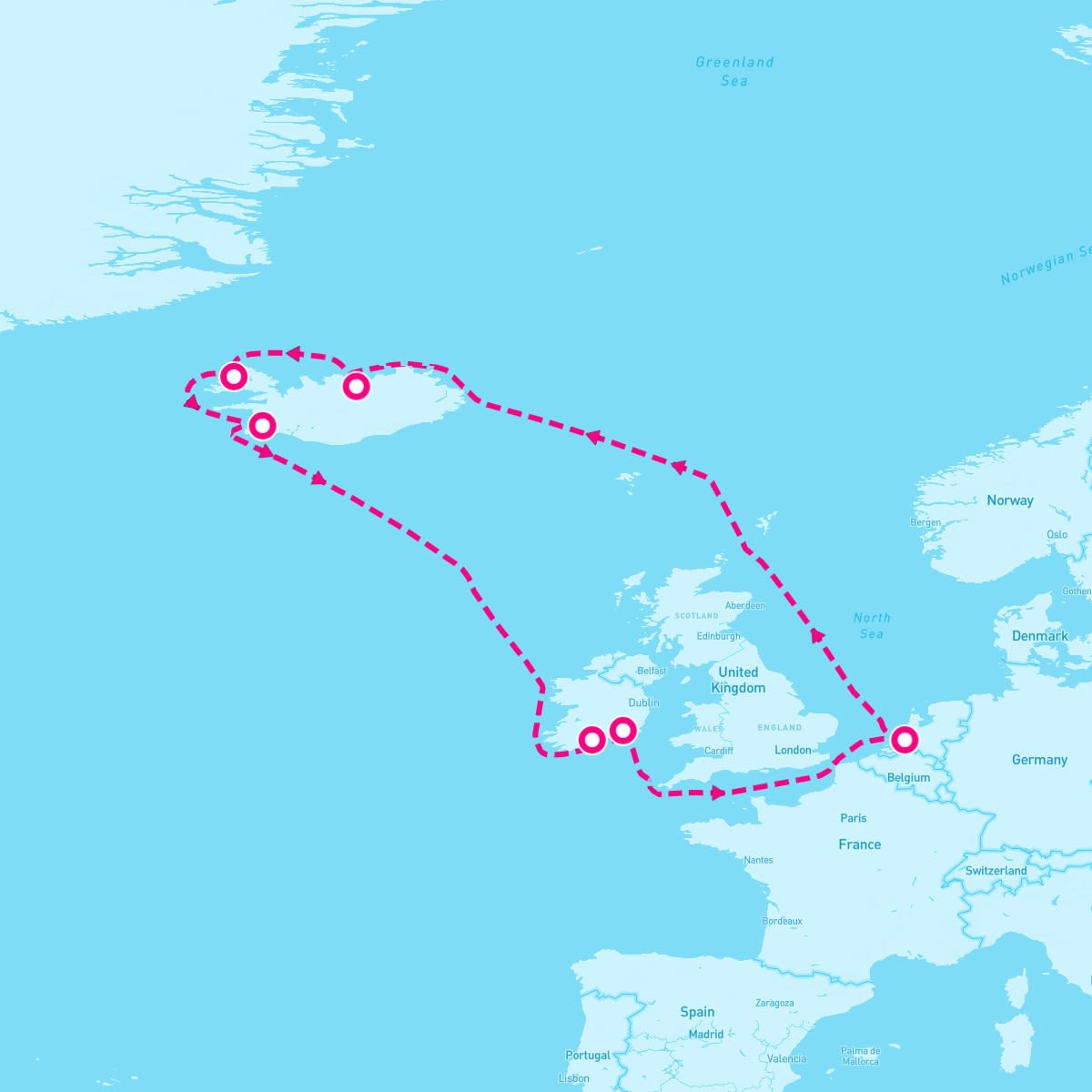 Celebrity Silhouette itinerary map for July 17, 2024 (11 nights)