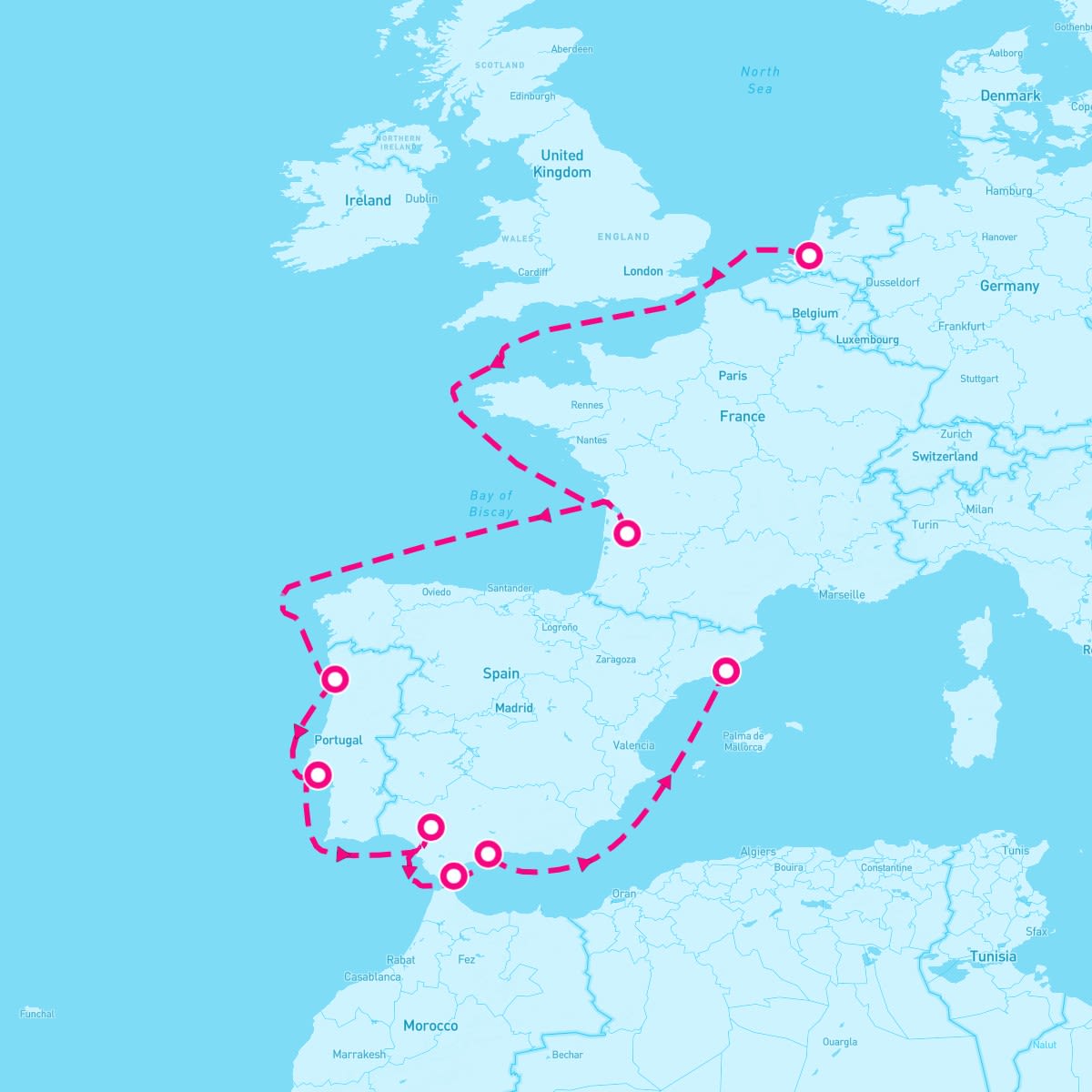 Celebrity Silhouette itinerary map for August 28, 2024 (12 nights)