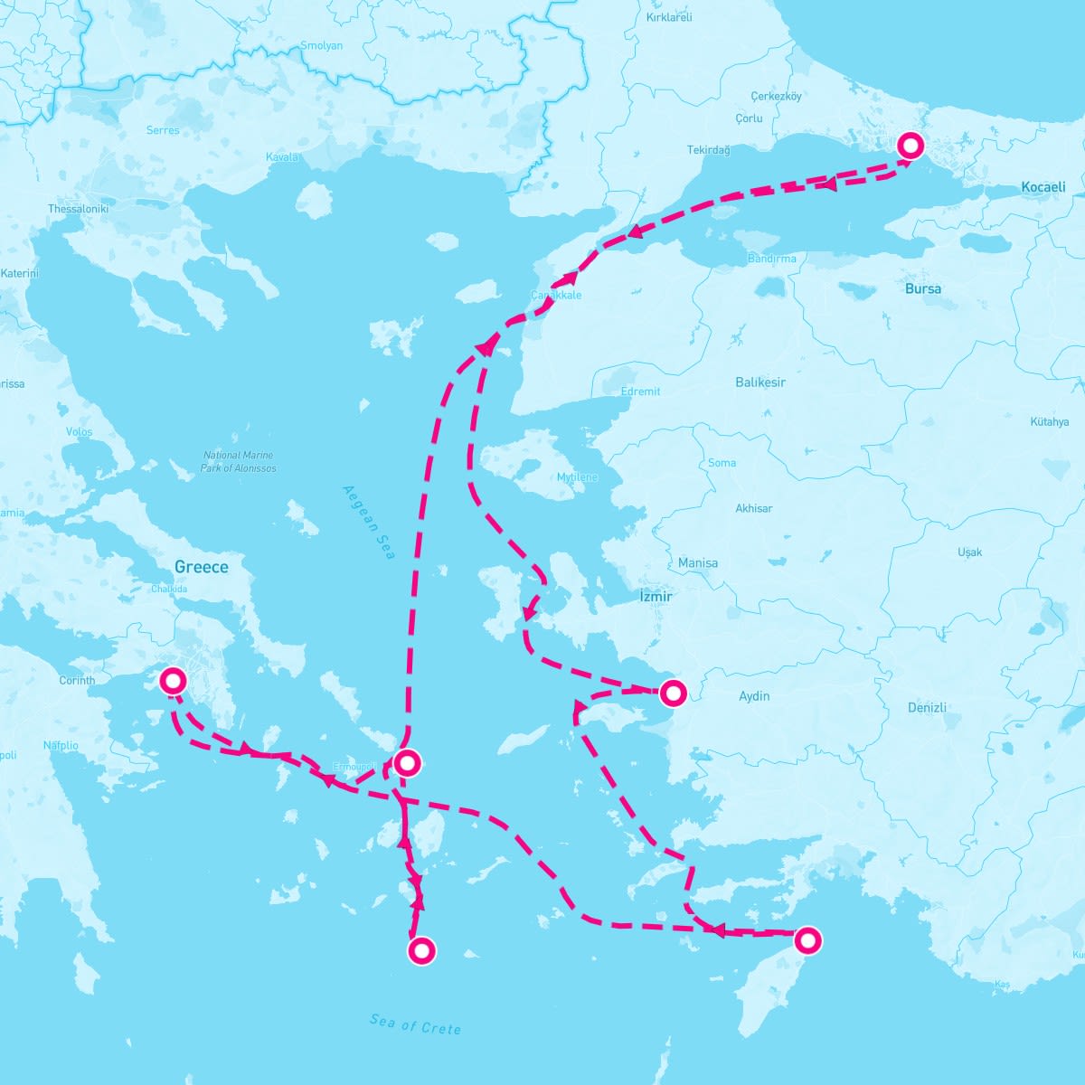 Celebrity Silhouette itinerary map for October 11, 2024 (10 nights)