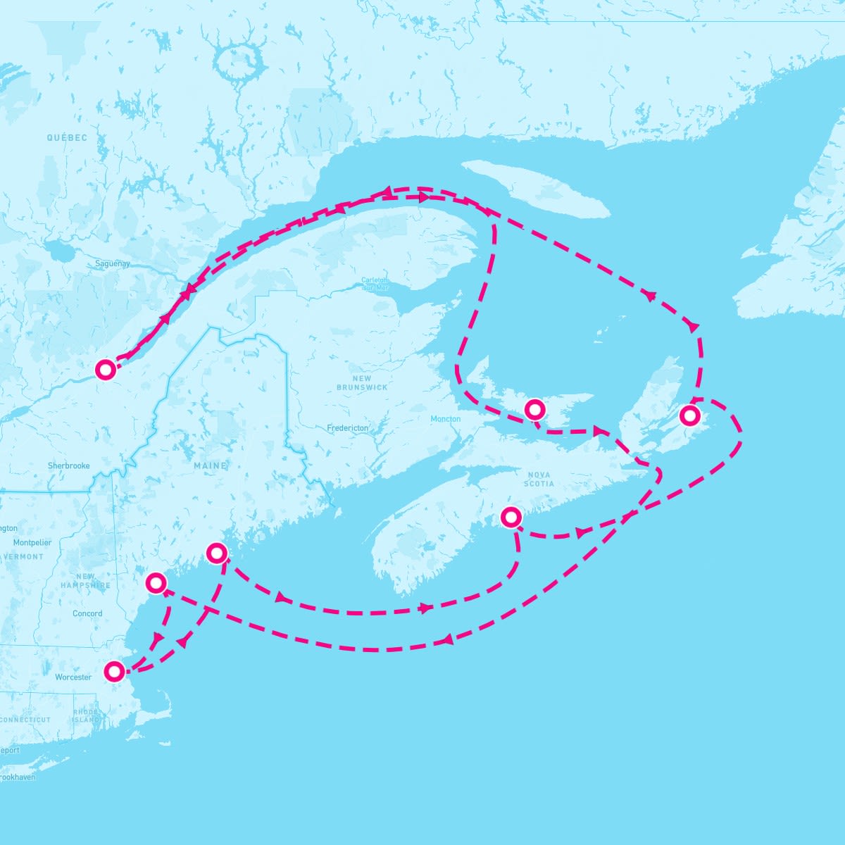 Celebrity Silhouette itinerary map for September 7, 2025 (11 nights)