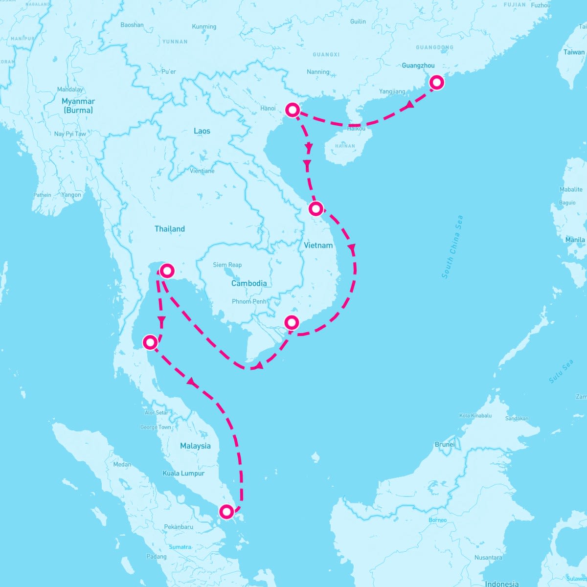 Celebrity Solstice itinerary map for November 15, 2024 (12 nights)