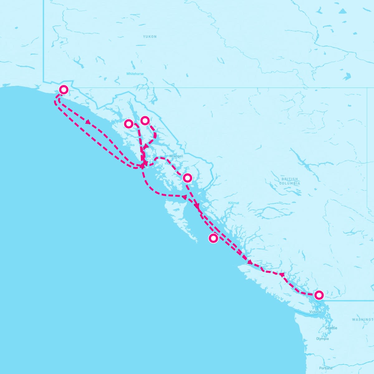 Celebrity Solstice itinerary map for August 10, 2025 (7 nights)