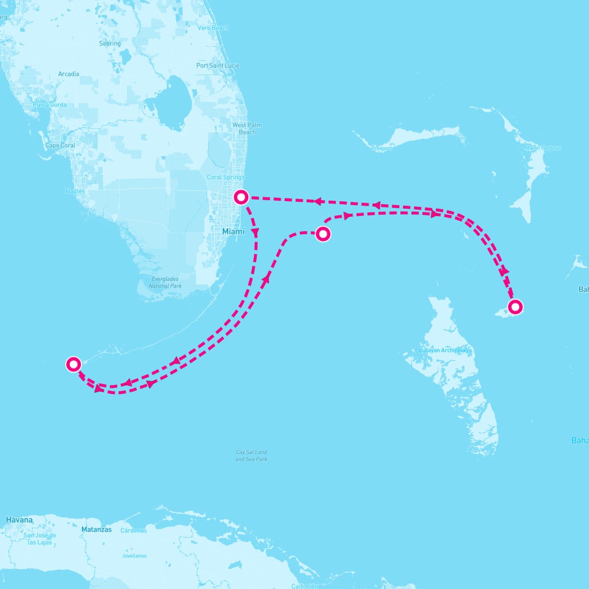 Celebrity Summit itinerary map for October 18, 2025 (5 nights)