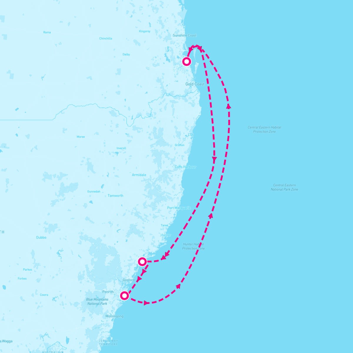 Coral Princess itinerary map for February 26, 2024 (5 nights)
