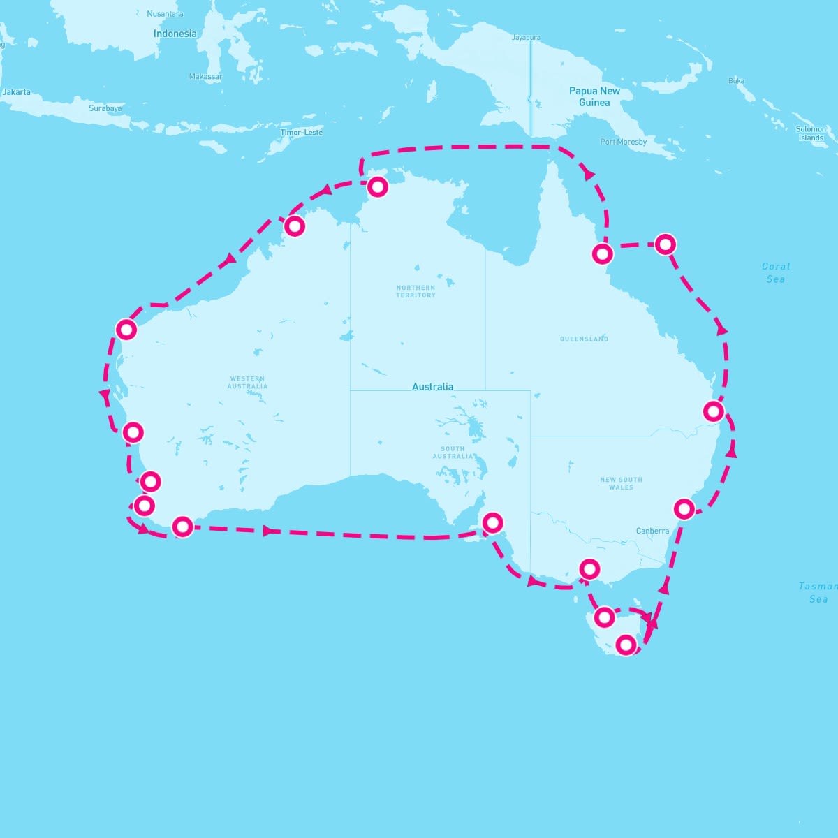 Coral Princess itinerary map for February 29, 2024 (26 nights)