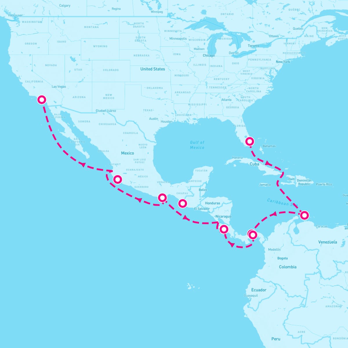 Coral Princess itinerary map for February 5, 2025