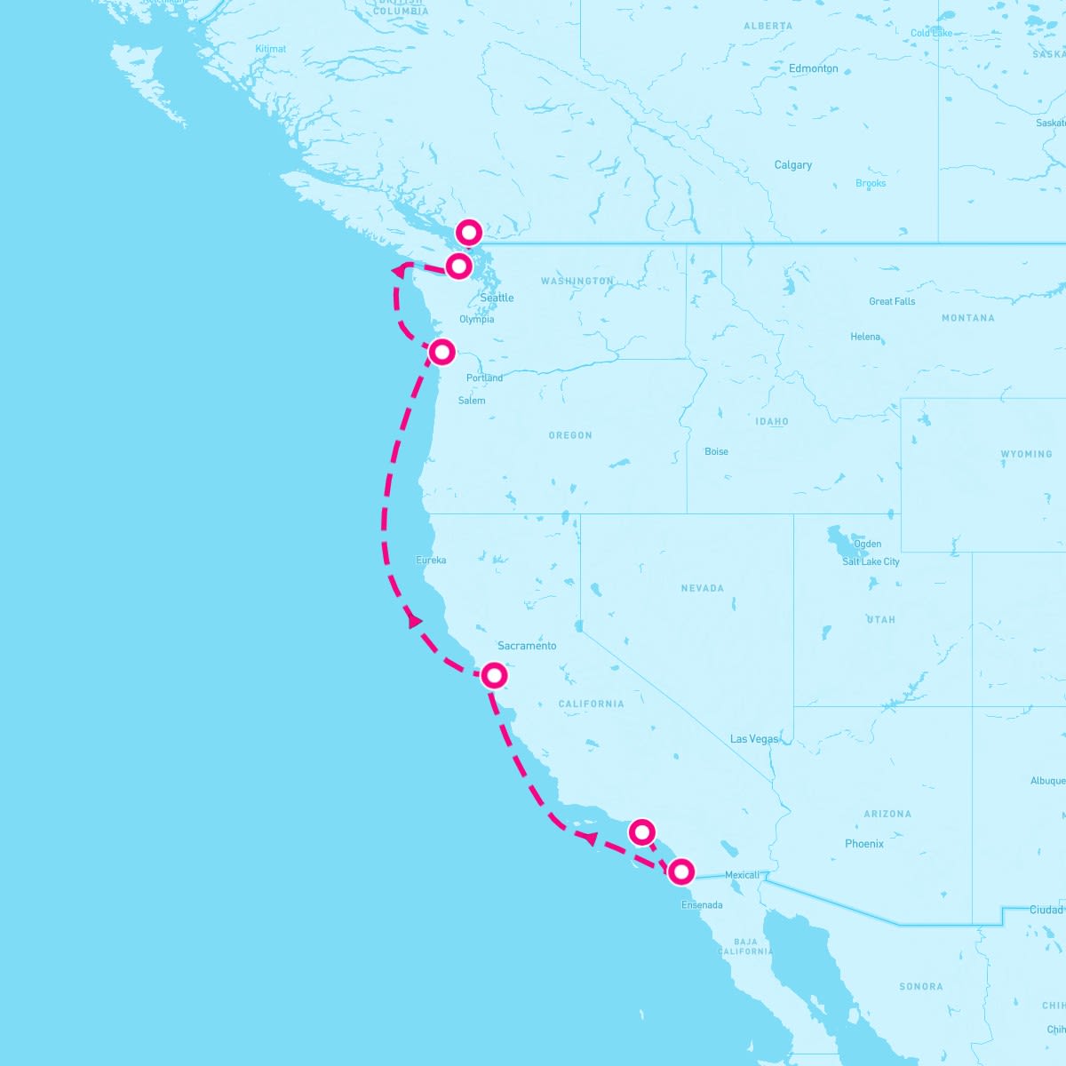 Coral Princess itinerary map for April 26, 2025 (7 nights)