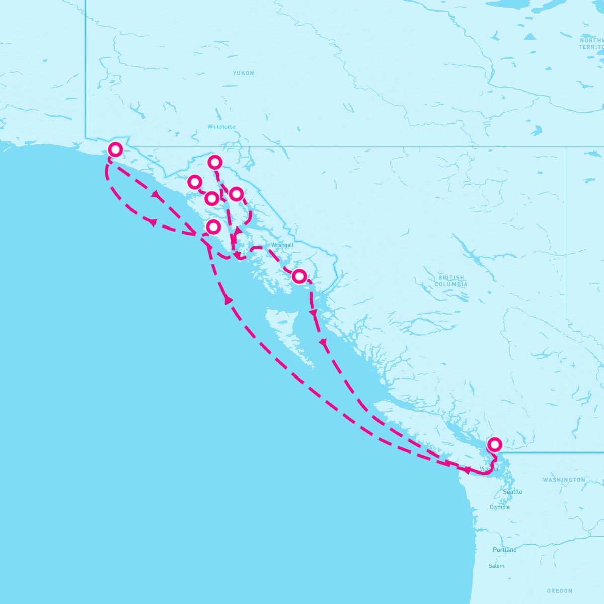 Coral Princess itinerary map for May 3, 2025 (11 nights)