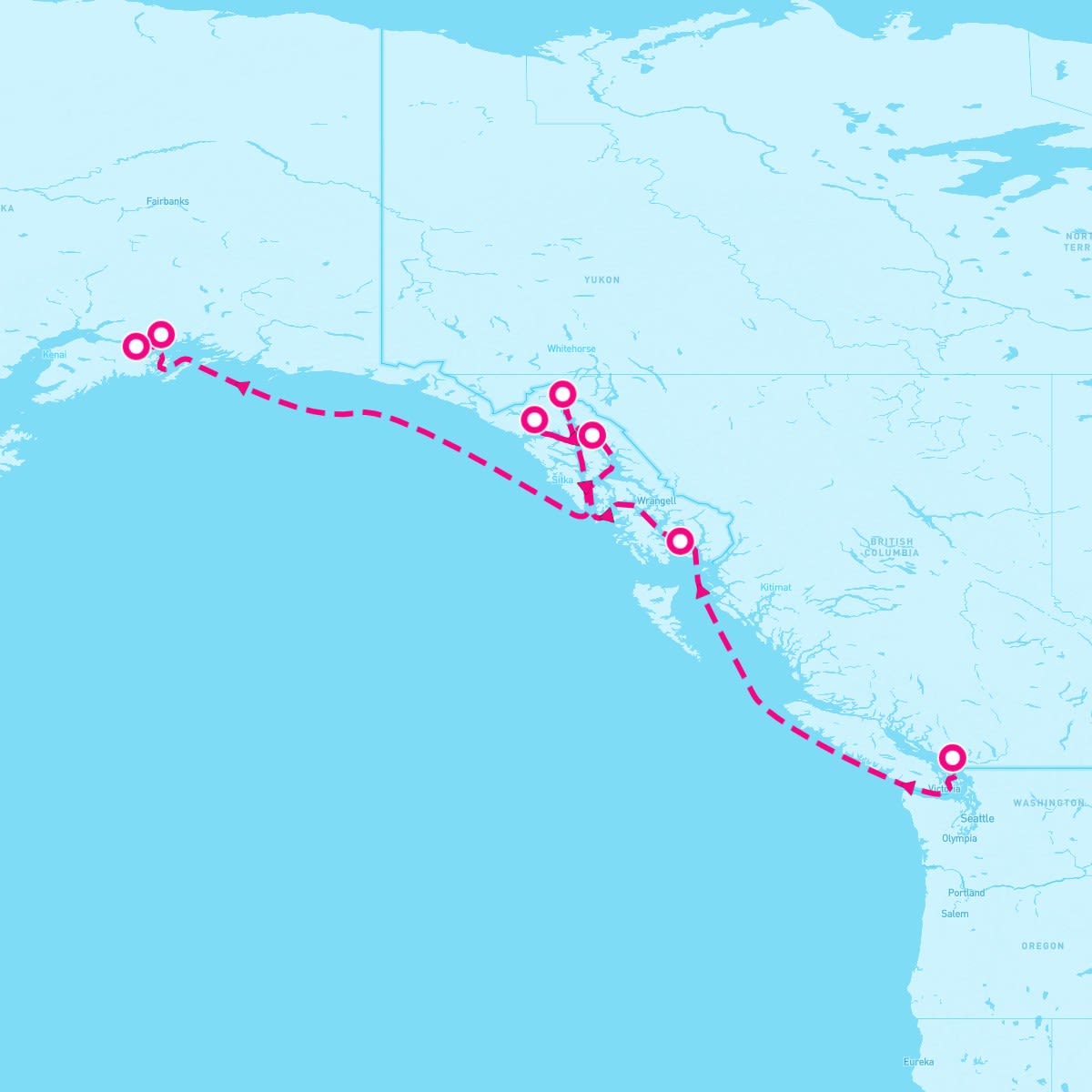 Coral Princess itinerary map for July 9, 2025