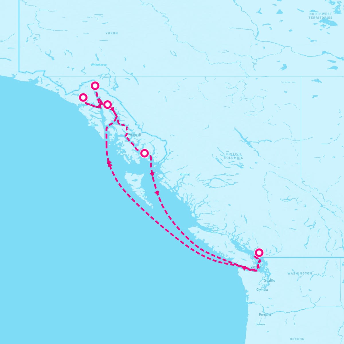 Coral Princess itinerary map for September 17, 2025 (7 nights)