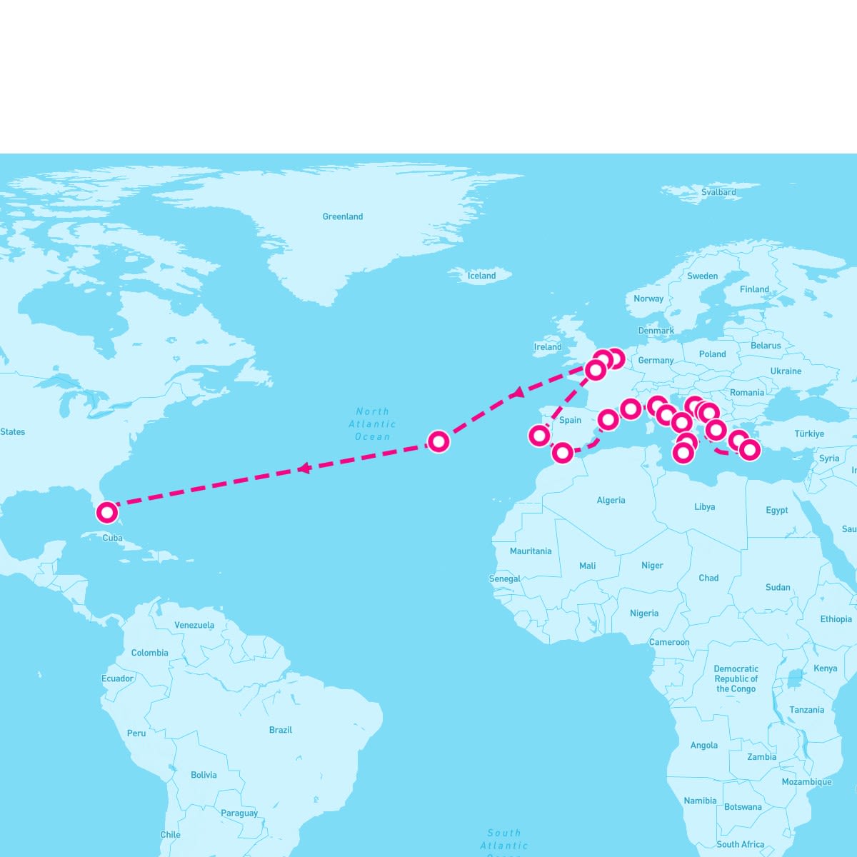 33 Night World Voyage Segment - Mediterranean Transatlantic (Athens To Ft. Lauderdale)