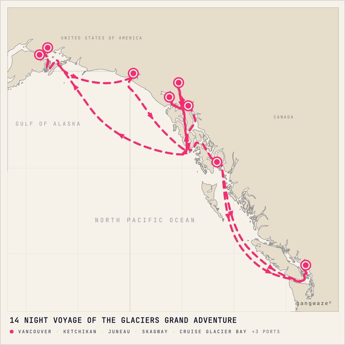 Coral Princess itinerary map for May 17, 2028 (14 nights)