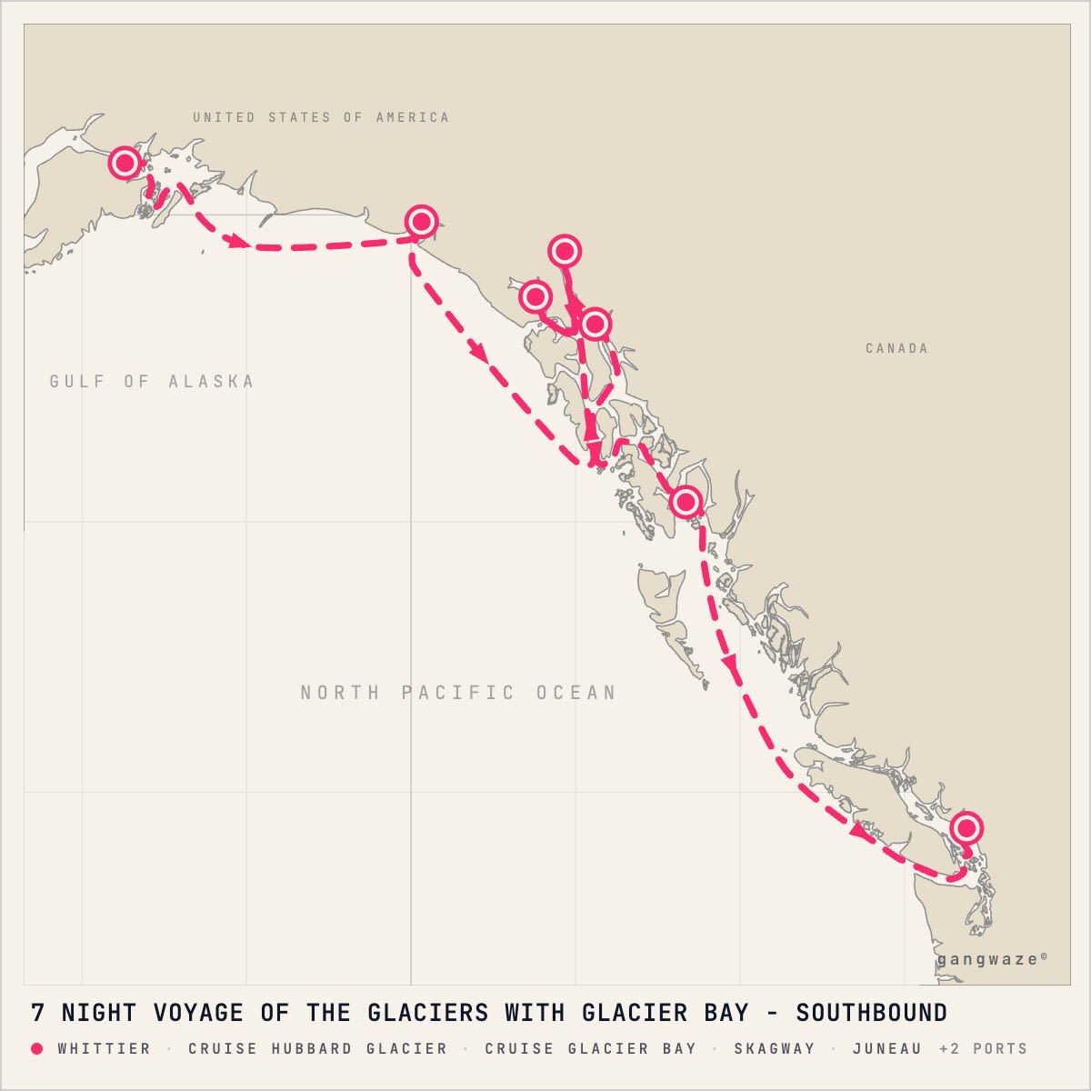 Coral Princess itinerary map for May 24, 2028 (7 nights)