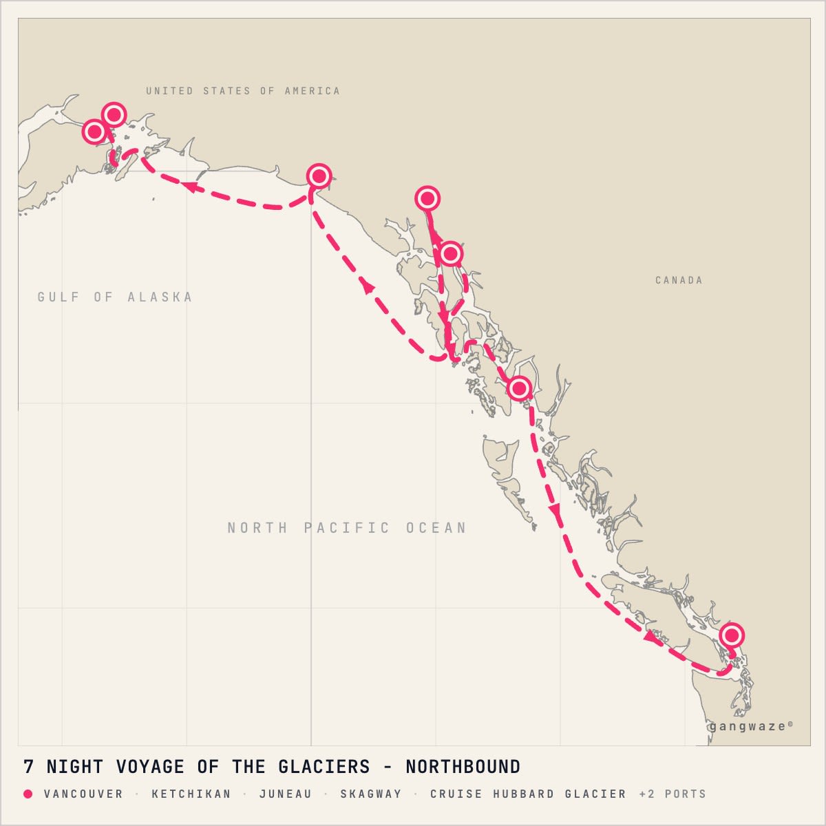 Coral Princess itinerary map for July 26, 2028 (7 nights)