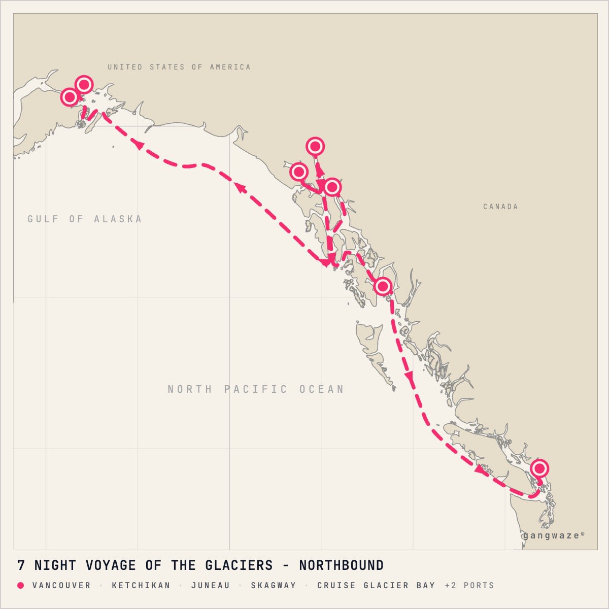 Coral Princess itinerary map for September 6, 2028 (7 nights)