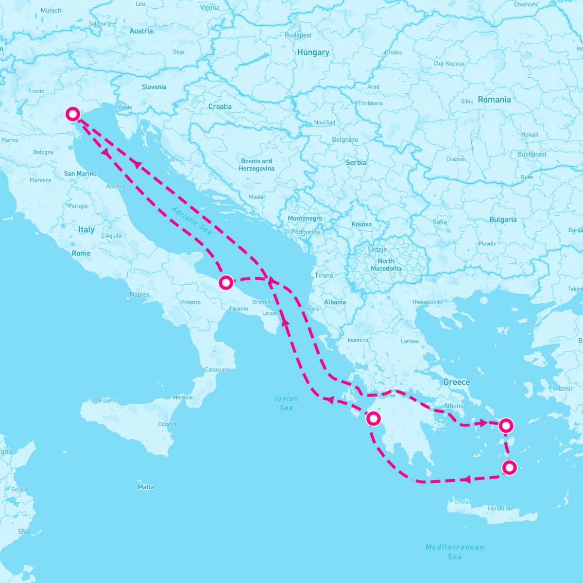 Costa Deliziosa itinerary map for August 31, 2024 (7 nights)