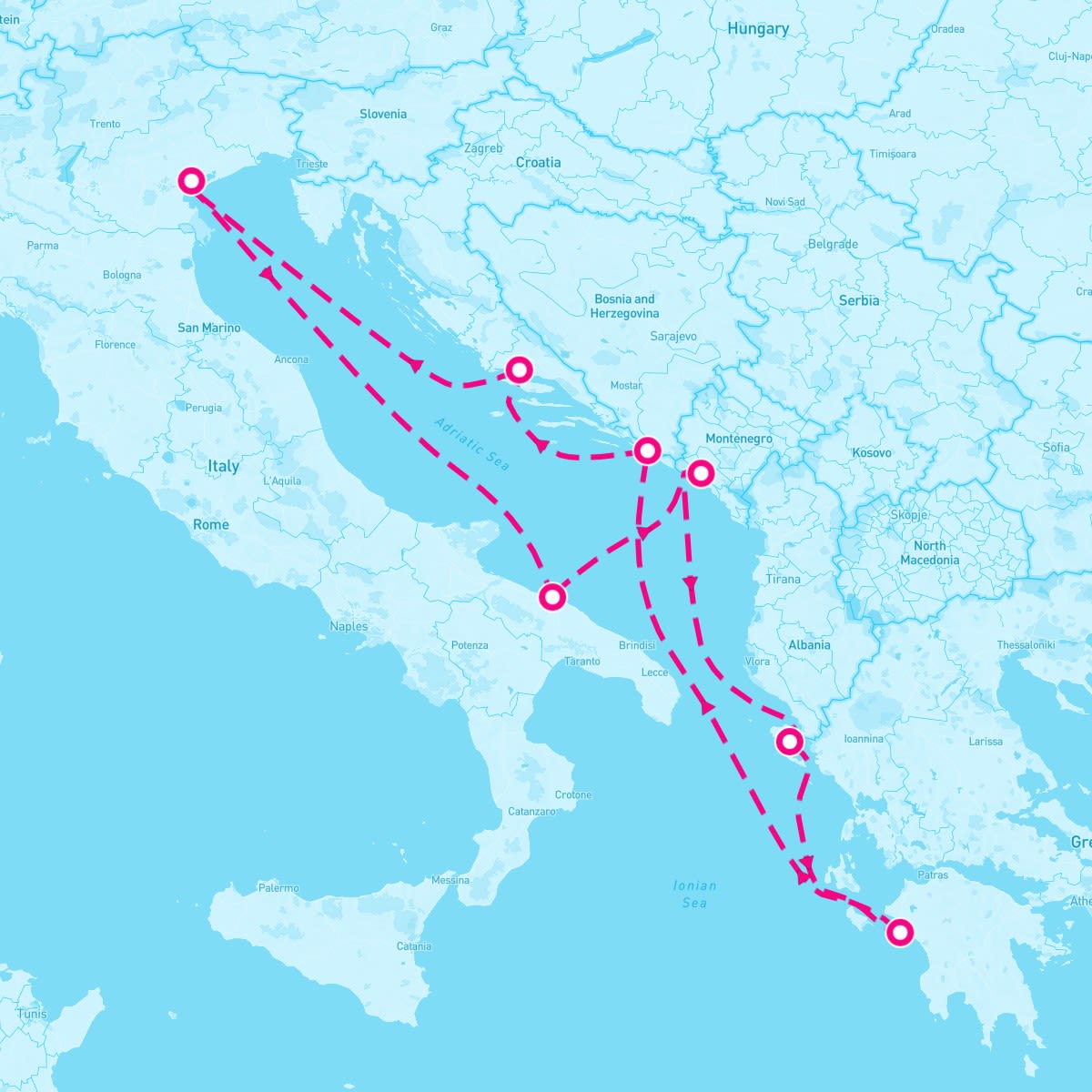 Costa Deliziosa itinerary map for May 3, 2025 (7 nights)