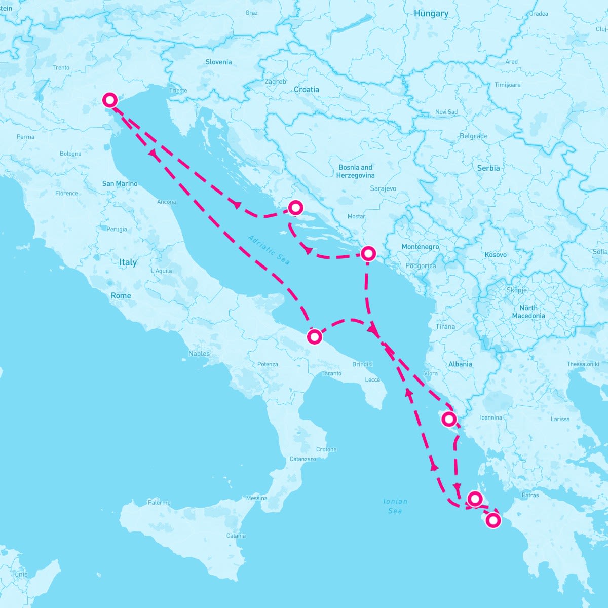 Costa Deliziosa itinerary map for June 7, 2025 (7 nights)
