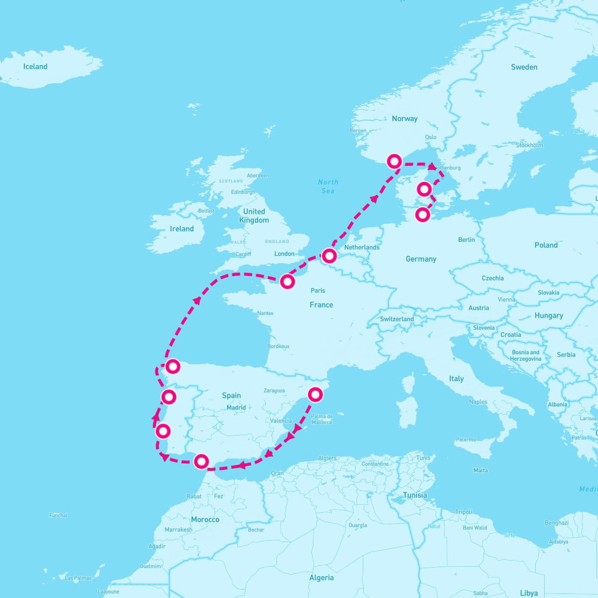Costa Diadema itinerary map for April 28, 2024 (12 nights)