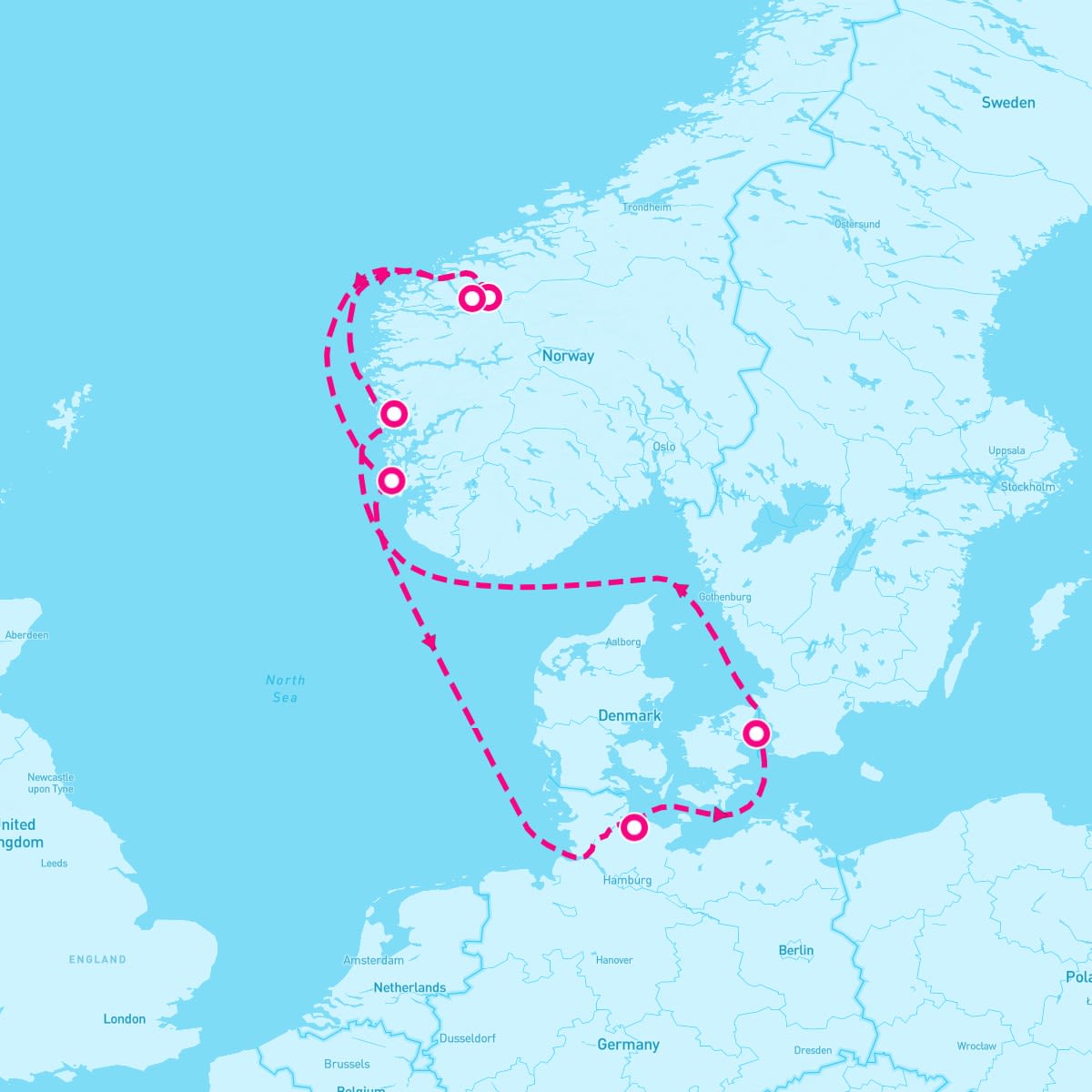 Costa Diadema itinerary map for June 22, 2024 (7 nights)