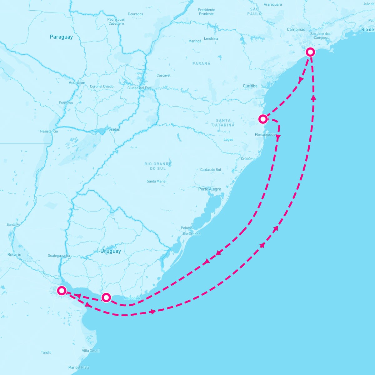 Costa Diadema itinerary map for February 26, 2025 (7 nights)