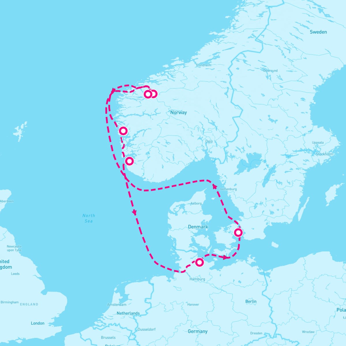 Costa Diadema itinerary map for July 12, 2025 (7 nights)