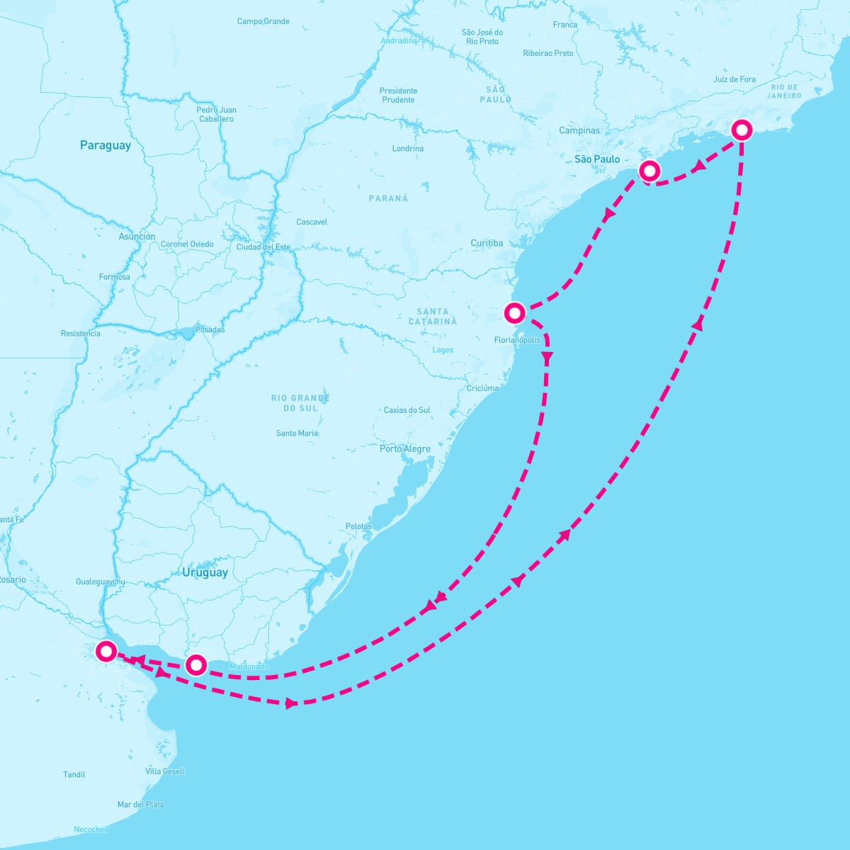 Costa Fascinosa itinerary map for January 12, 2024 (8 nights)