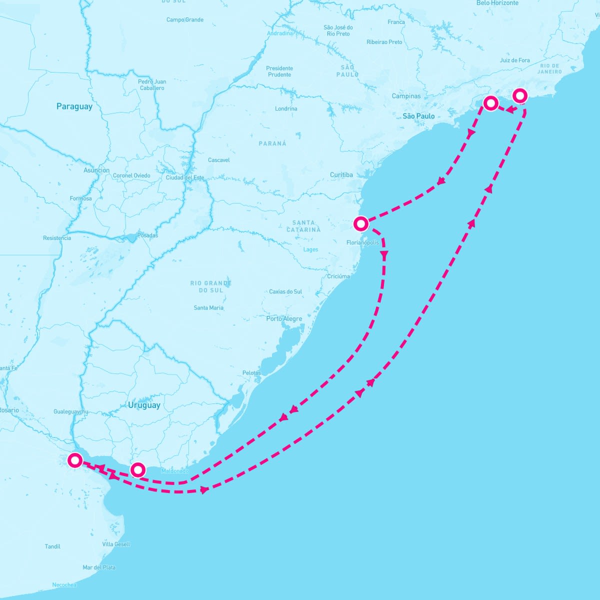 Costa Fascinosa itinerary map for February 13, 2024 (8 nights)