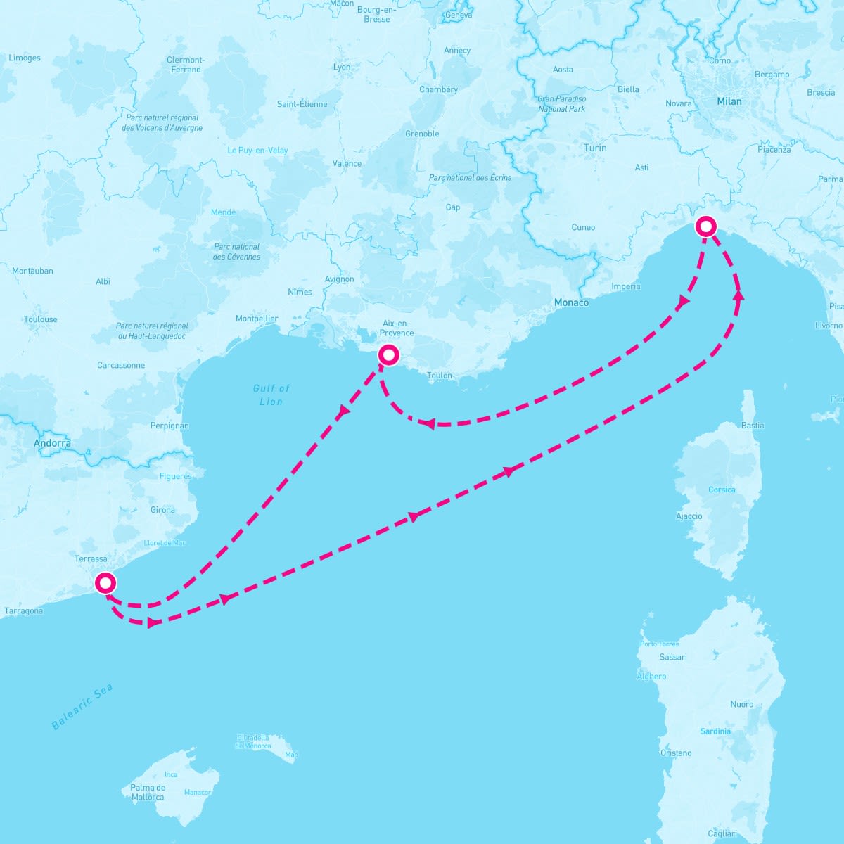 Costa Fascinosa itinerary map for October 1, 2024 (4 nights)