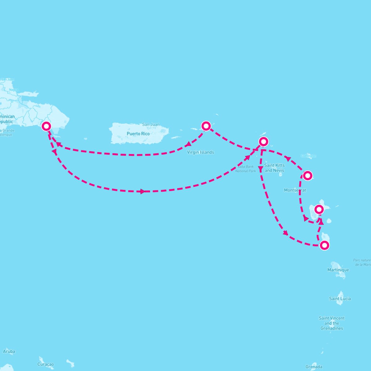 Costa Fascinosa itinerary map for February 16, 2025 (7 nights)