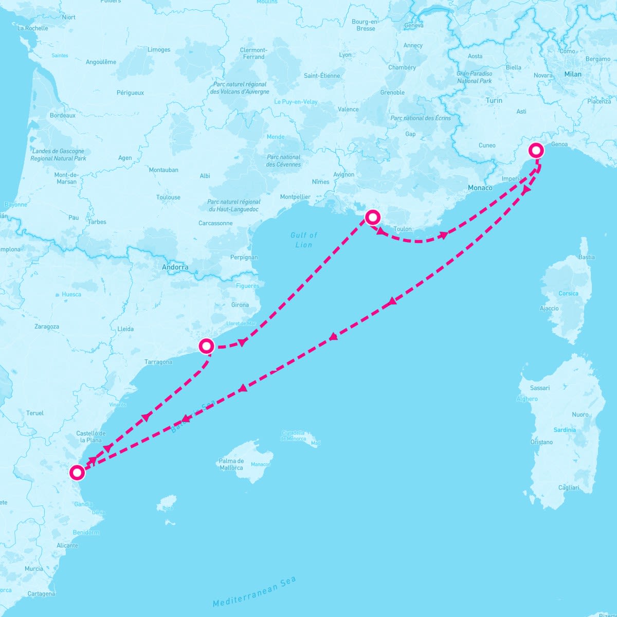 Costa Fascinosa itinerary map for April 11, 2025 (5 nights)