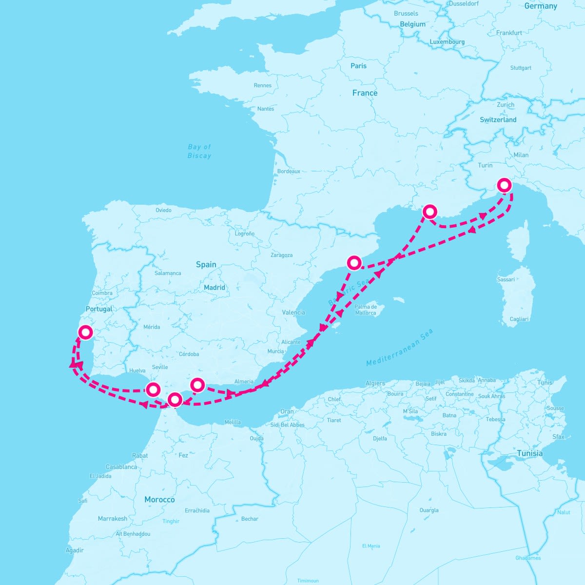 Costa Fascinosa itinerary map for October 19, 2025 (10 nights)
