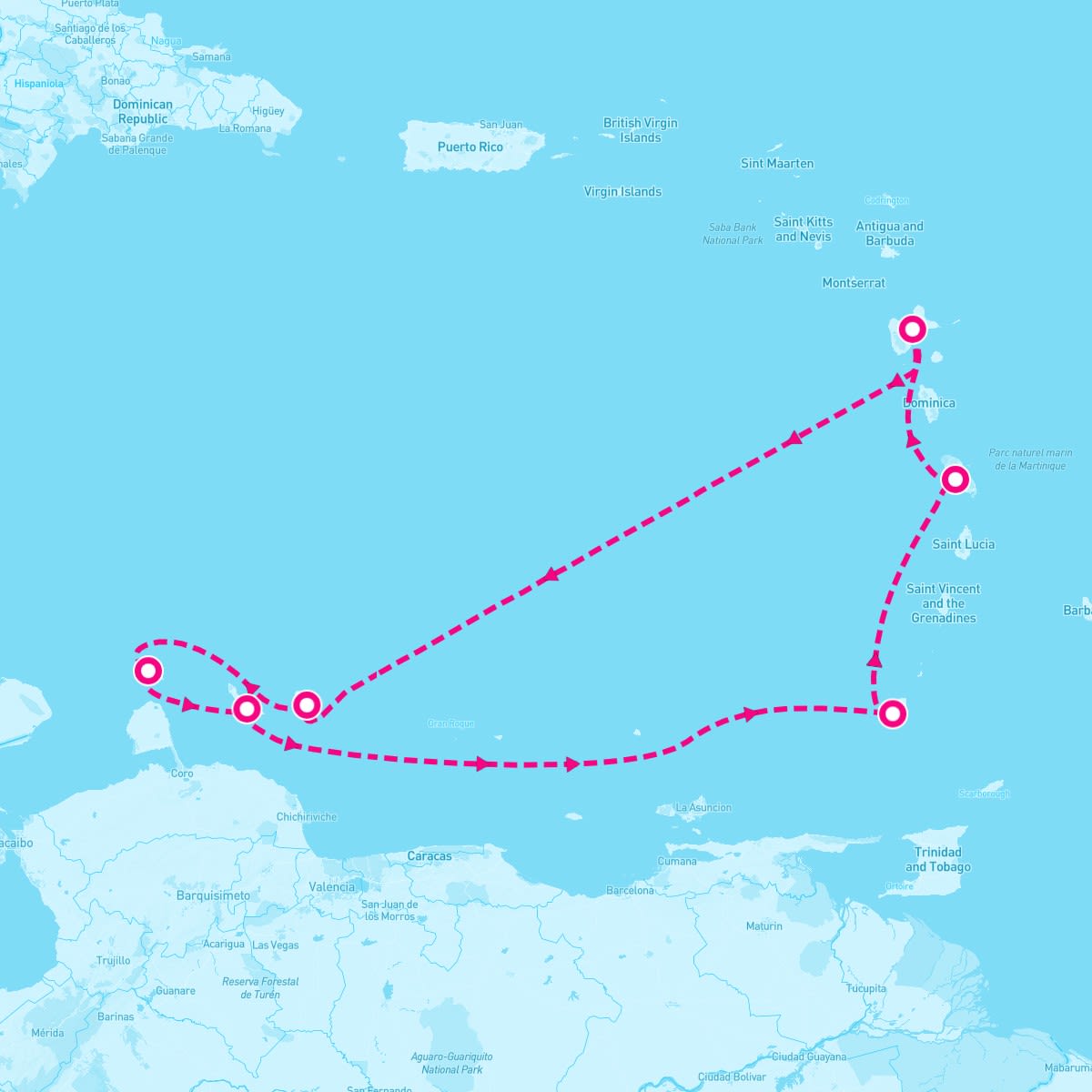 Costa Fortuna itinerary map for December 22, 2023 (7 nights)