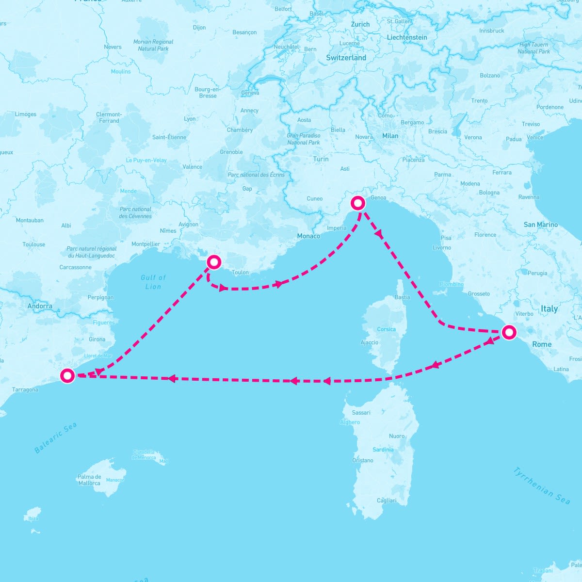 Costa Fortuna itinerary map for April 3, 2024 (5 nights)