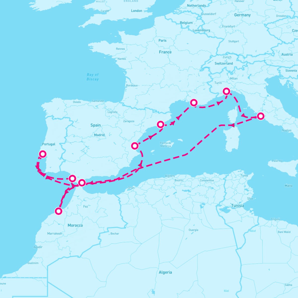 Costa Fortuna itinerary map for April 5, 2024 (14 nights)