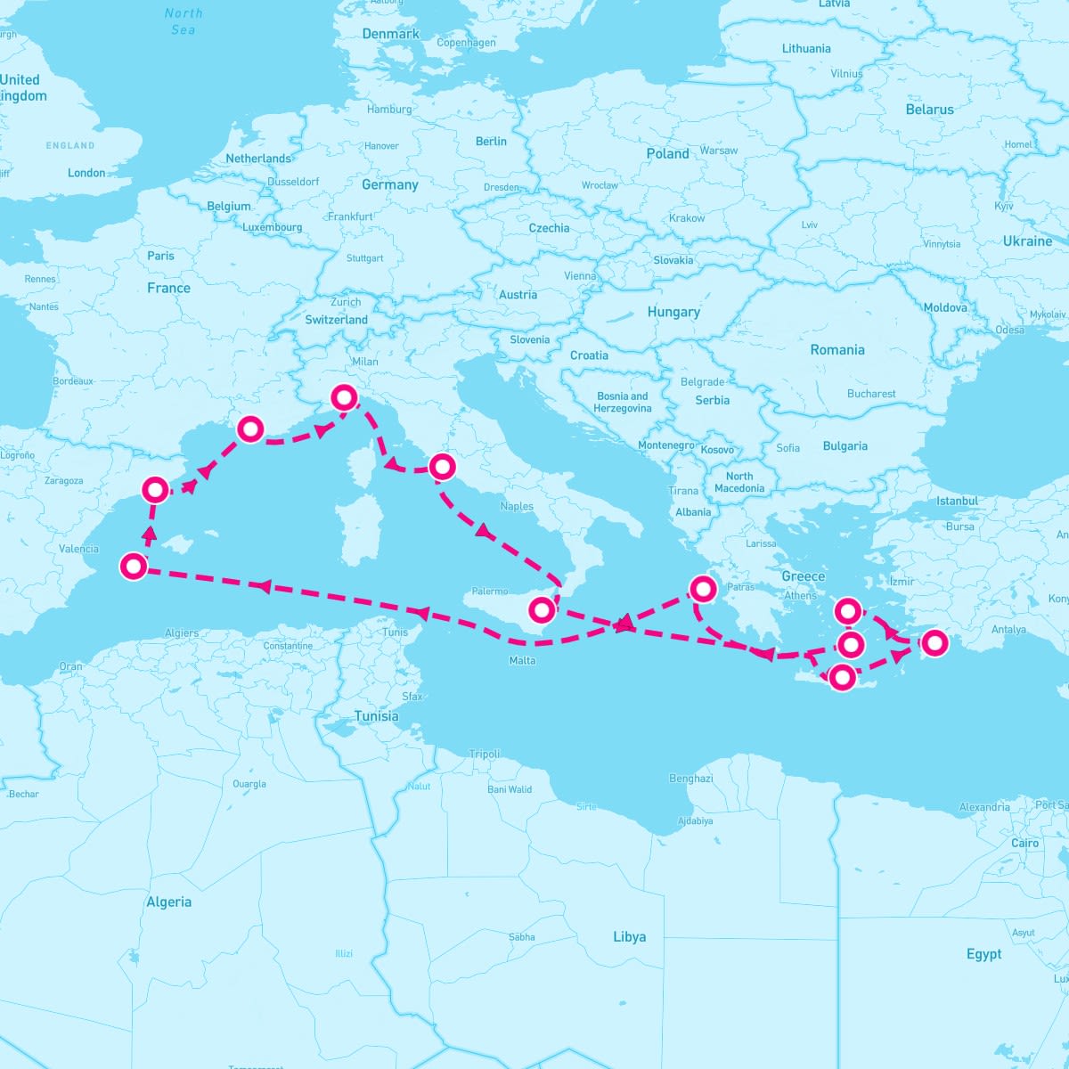 Costa Fortuna itinerary map for May 6, 2024 (14 nights)