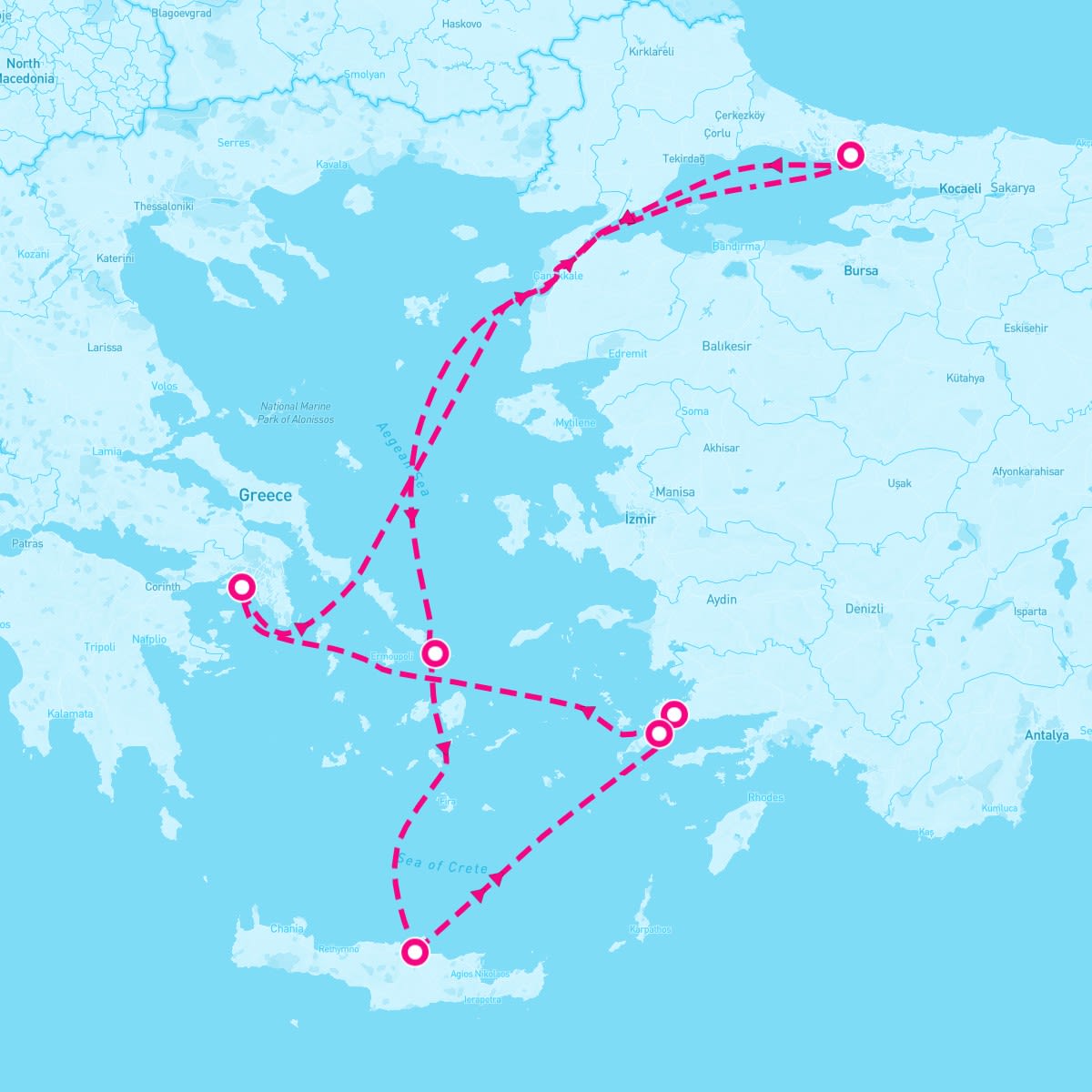 Costa Fortuna itinerary map for June 14, 2024 (7 nights)