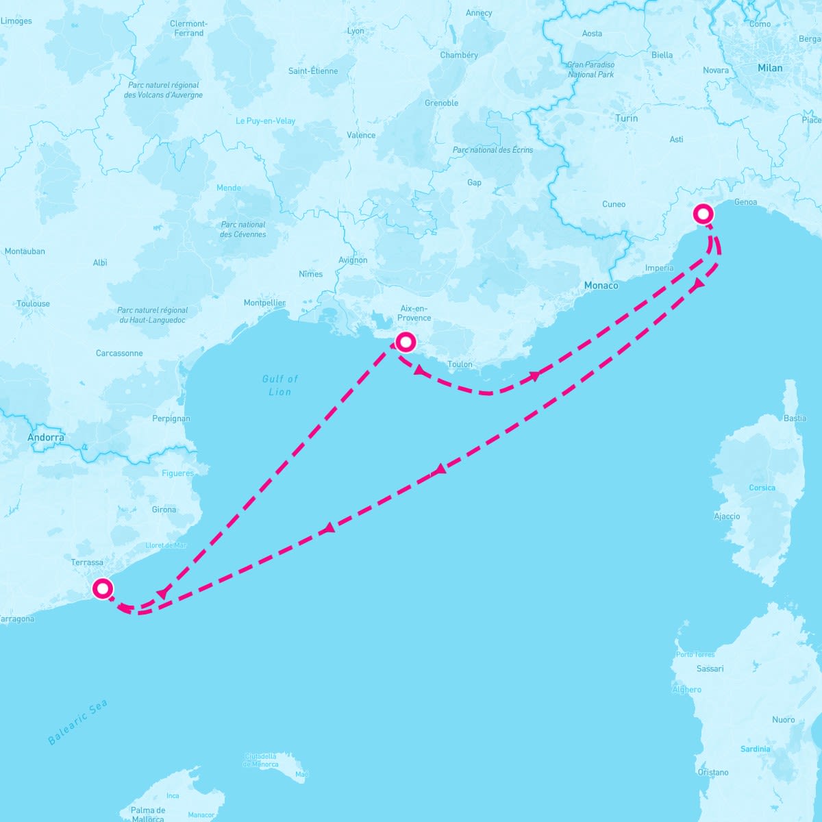 Costa Fortuna itinerary map for November 17, 2024 (3 nights)