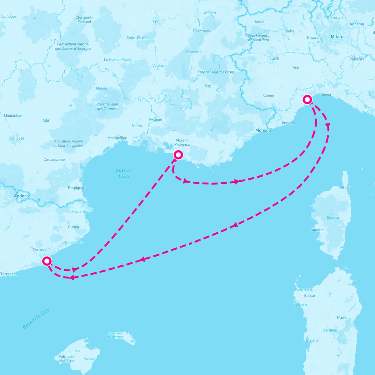 Costa Fortuna itinerary map for November 18, 2024 (3 nights)