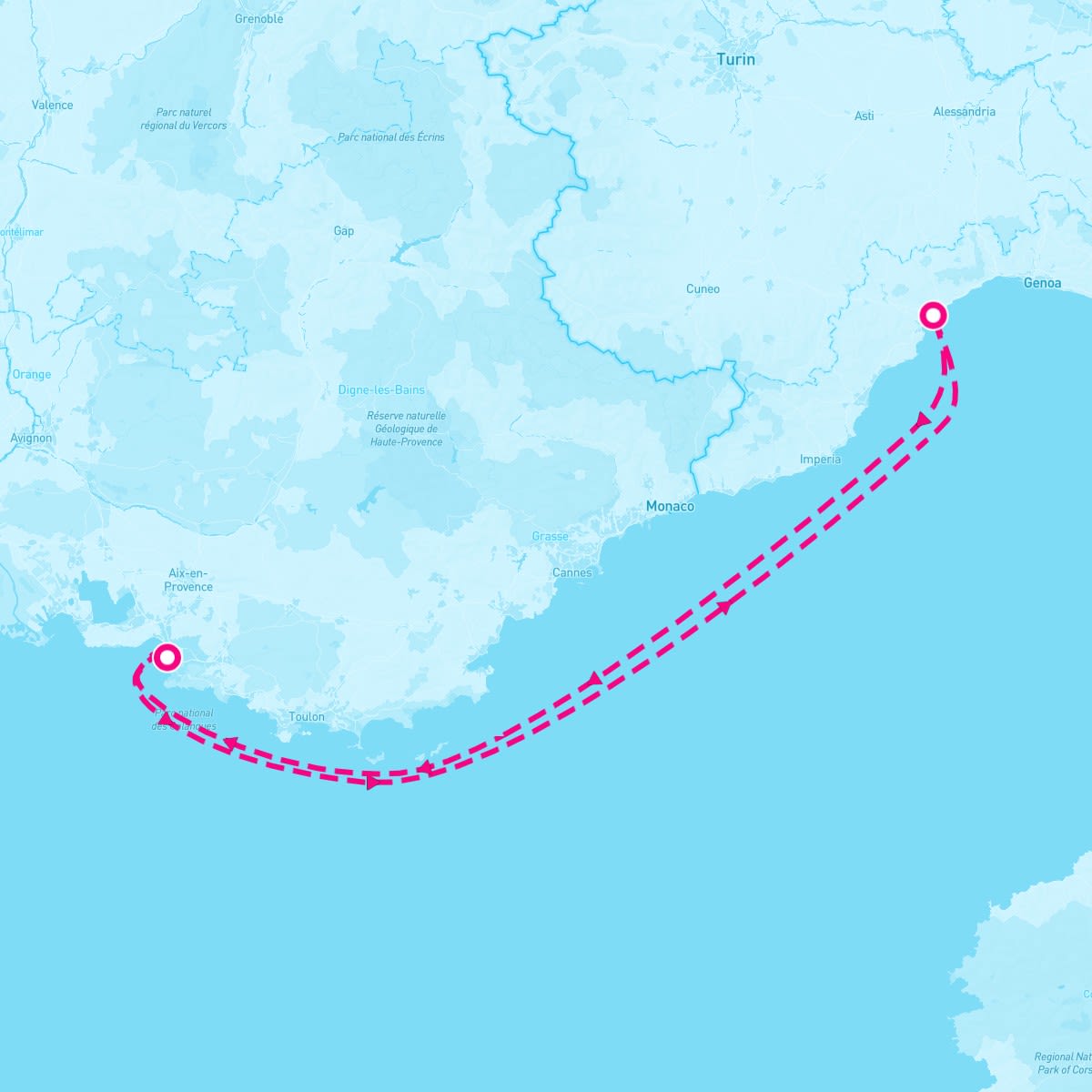 Costa Fortuna itinerary map for November 20, 2024 (2 nights)