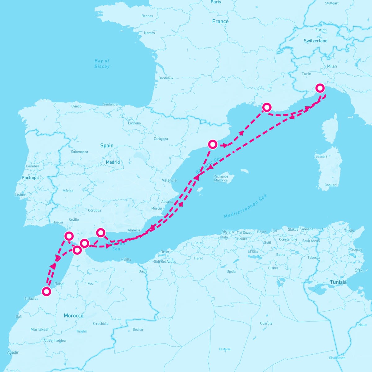 Costa Fortuna itinerary map for April 17, 2025 (11 nights)