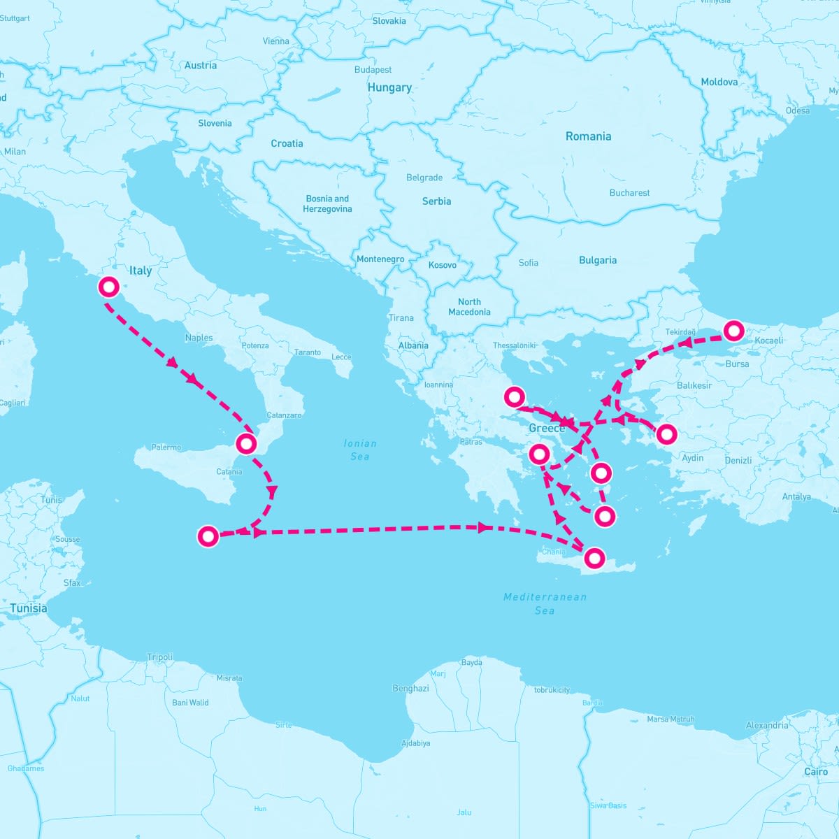 Costa Fortuna itinerary map for May 3, 2026 (12 nights)