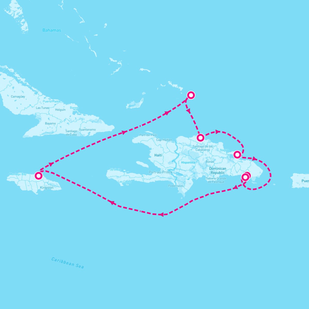 Costa Pacifica itinerary map for February 18, 2024 (7 nights)