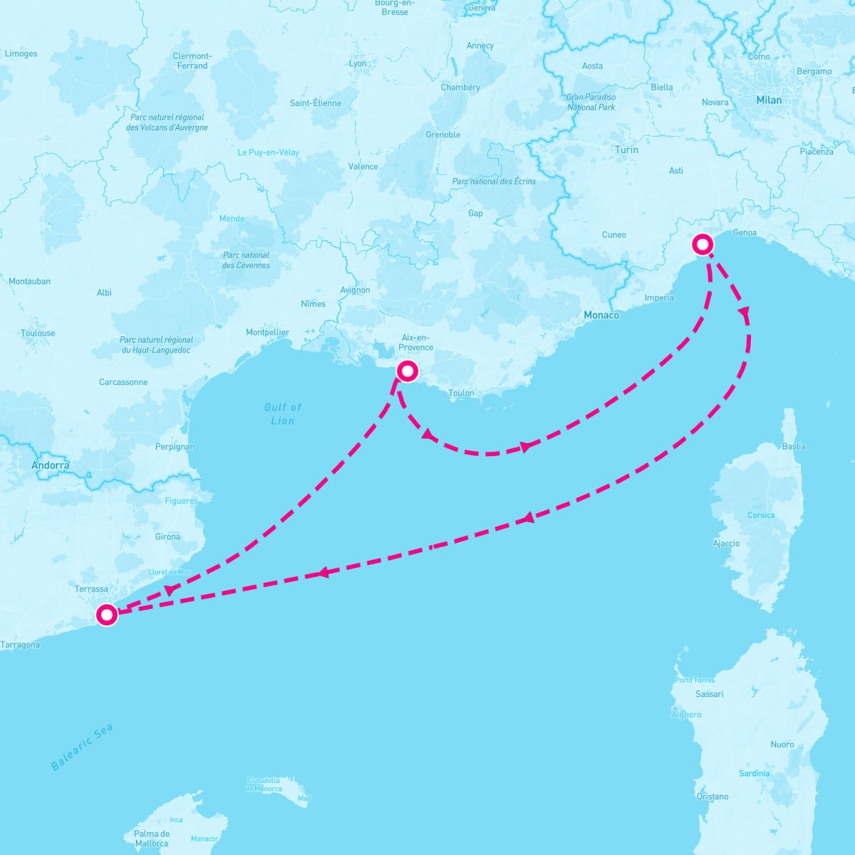 Costa Pacifica itinerary map for April 3, 2024