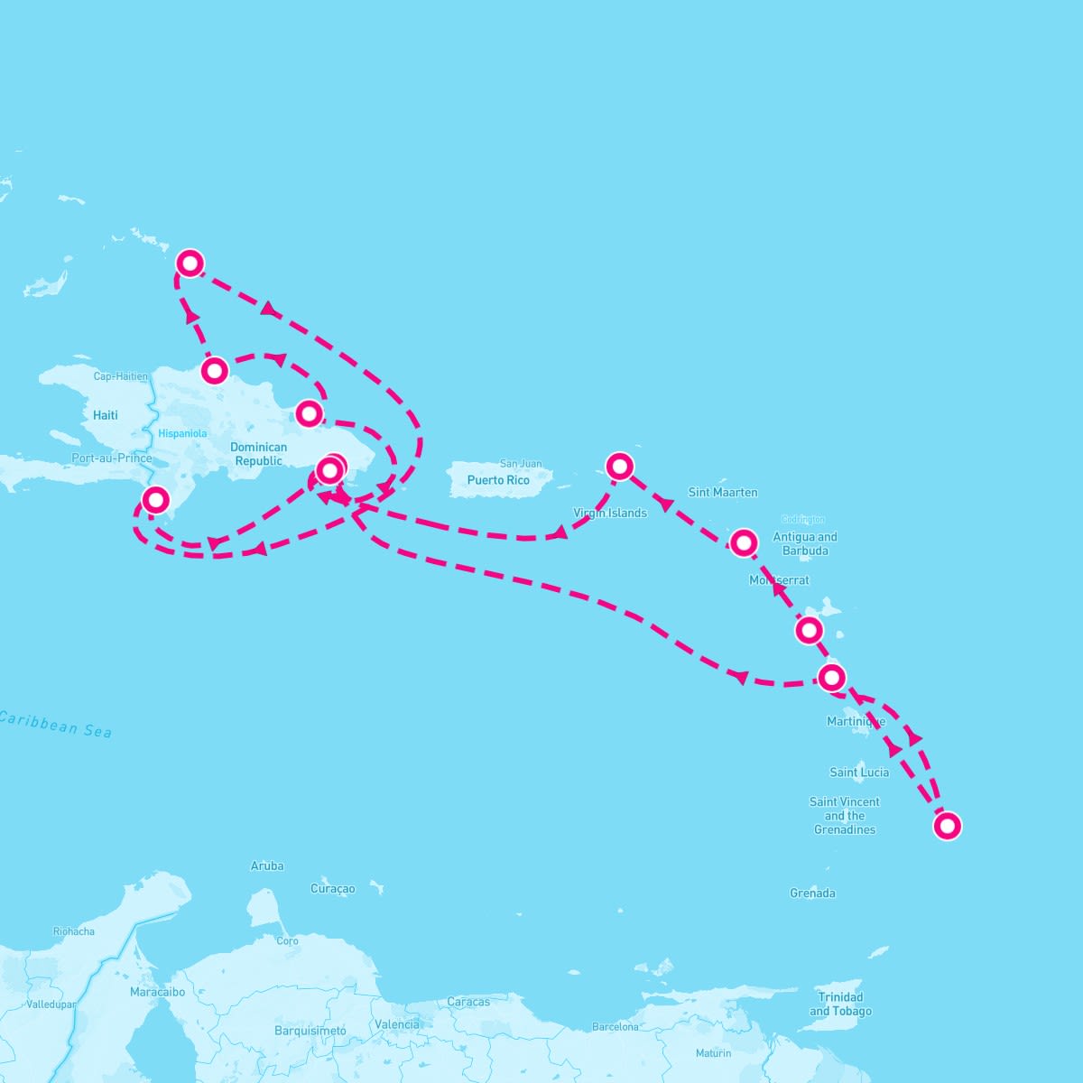 Costa Pacifica itinerary map for January 22, 2026 (14 nights)