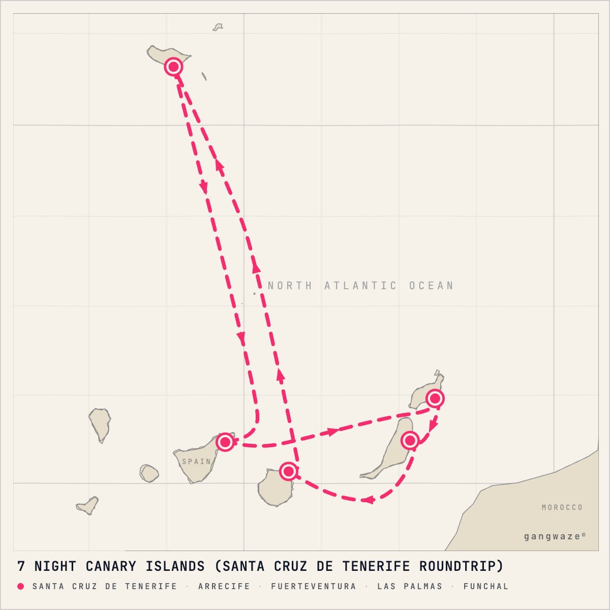 Costa Smeralda itinerary map for December 28, 2026 (7 nights)