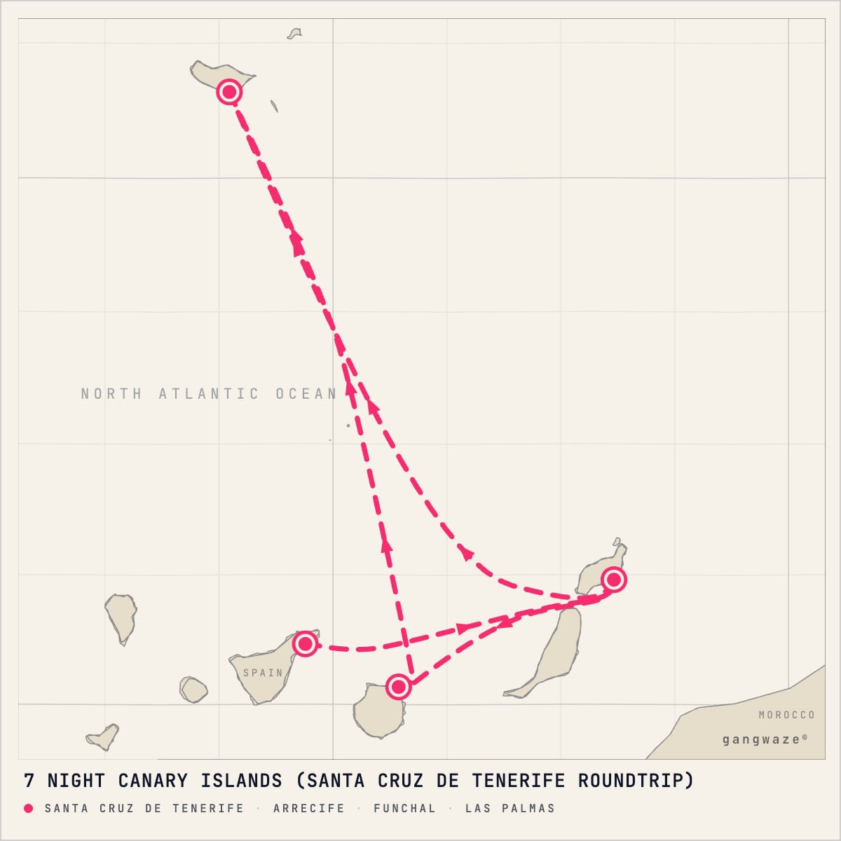 Costa Smeralda itinerary map for January 31, 2027 (7 nights)