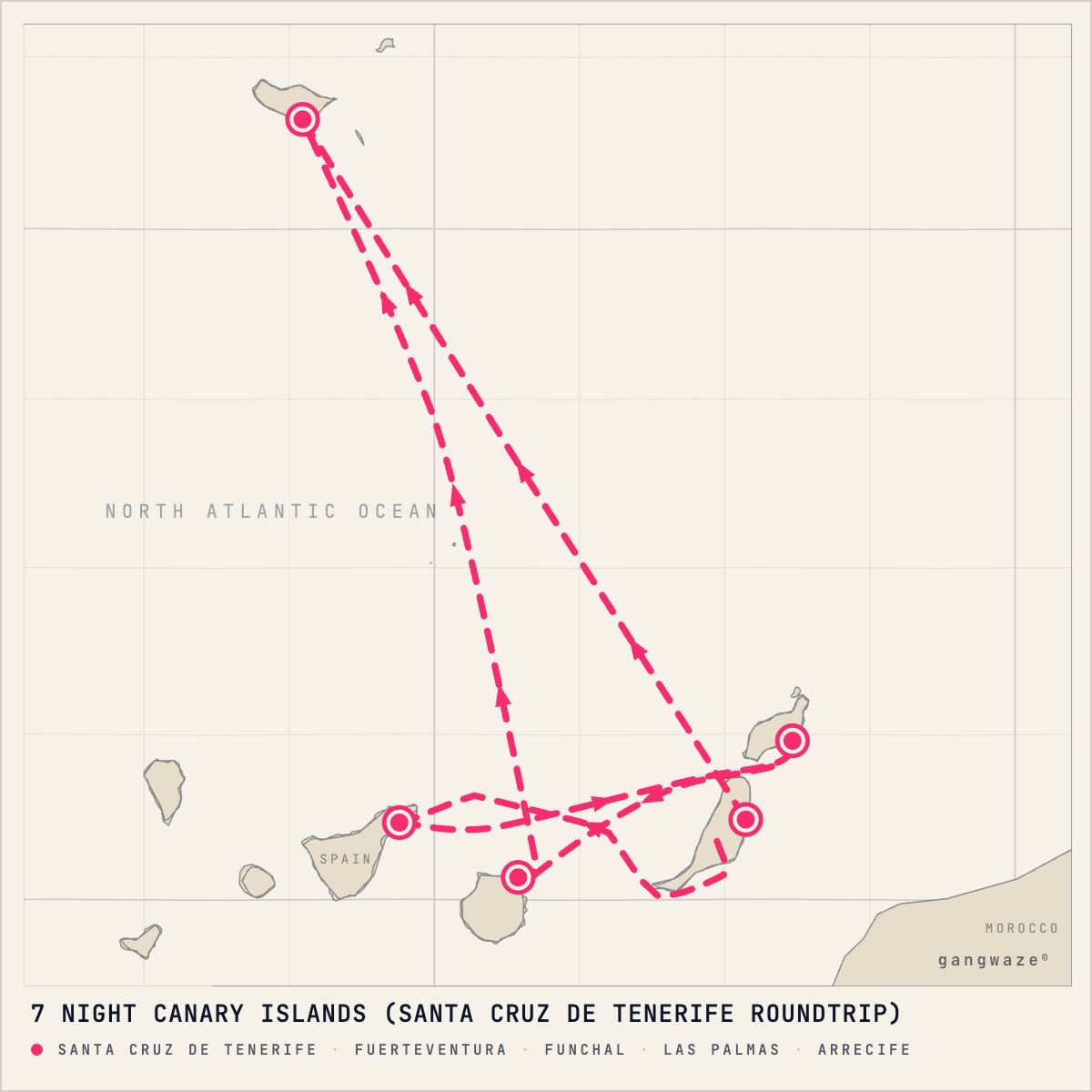 Costa Smeralda itinerary map for February 7, 2027 (7 nights)