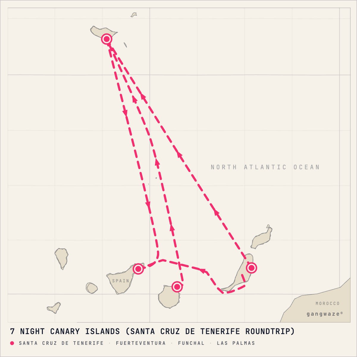 Costa Smeralda itinerary map for March 1, 2027 (7 nights)