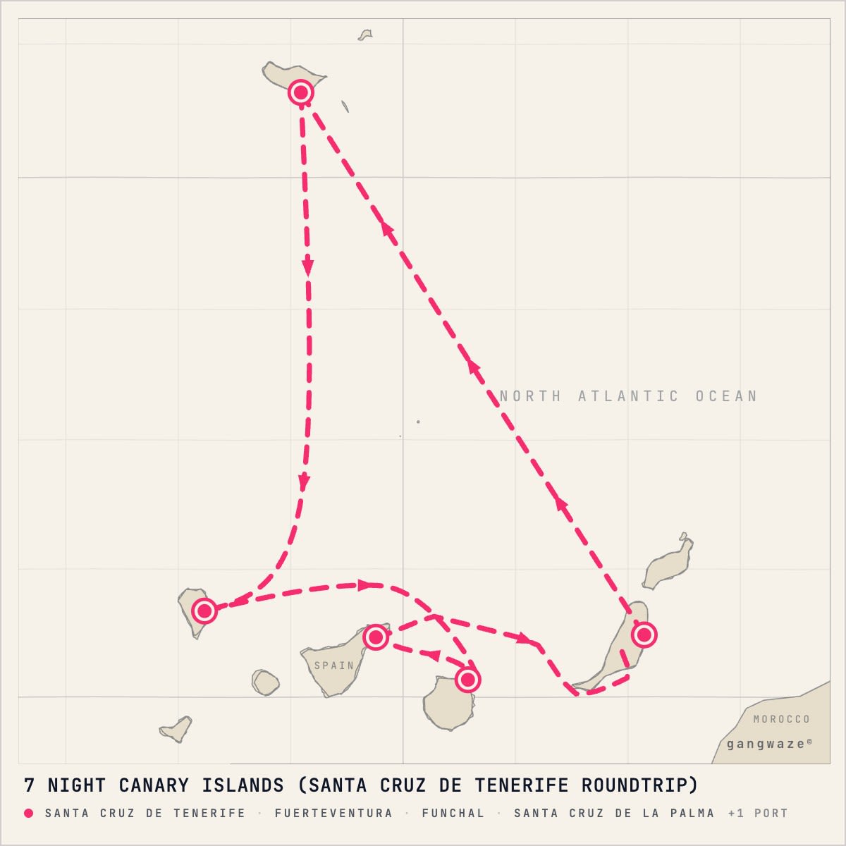 Costa Smeralda itinerary map for March 14, 2027 (7 nights)